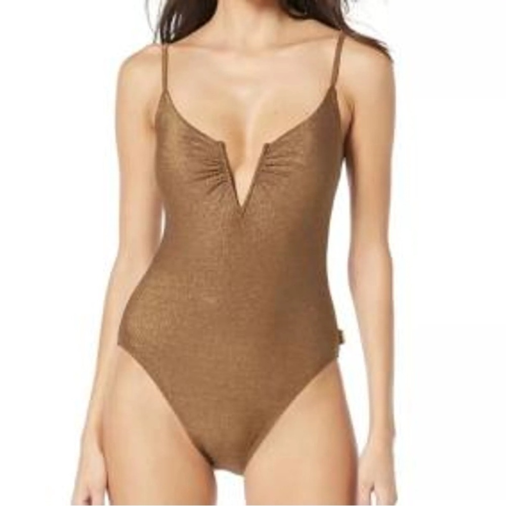 Vince Camuto Metallic Bronze Shimmer One-Piece Swimsuit